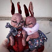 Текстильная кукла Девочка с зайкой.Текстильная подвижная кукла