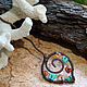 Hairpin-leaf with coral and howlite, Hairpin, Chelyabinsk,  Фото №1
