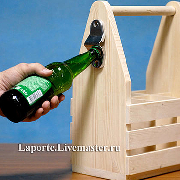 047 Ящик-холдер для пивных бутылок деревянный «Трир» шварц
