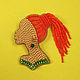 Beaded brooch red-haired Girl with braids in green, girl with dreadlocks, Brooches, Smolensk,  Фото №1