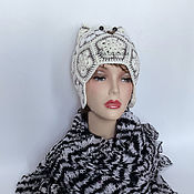 Аксессуары handmade. Livemaster - original item Caps: Owl hat for women, for girls (white pure wool). Handmade.