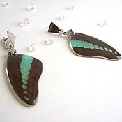 Украшения handmade. Livemaster - original item Earrings Are Real Butterfly Wings Black Blue Tenderness Rhodium Silver. Handmade.