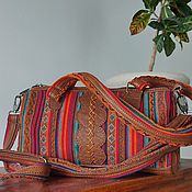Сумки и аксессуары handmade. Livemaster - original item Stylish shoulder bag with genuine leather inserts. Handmade.