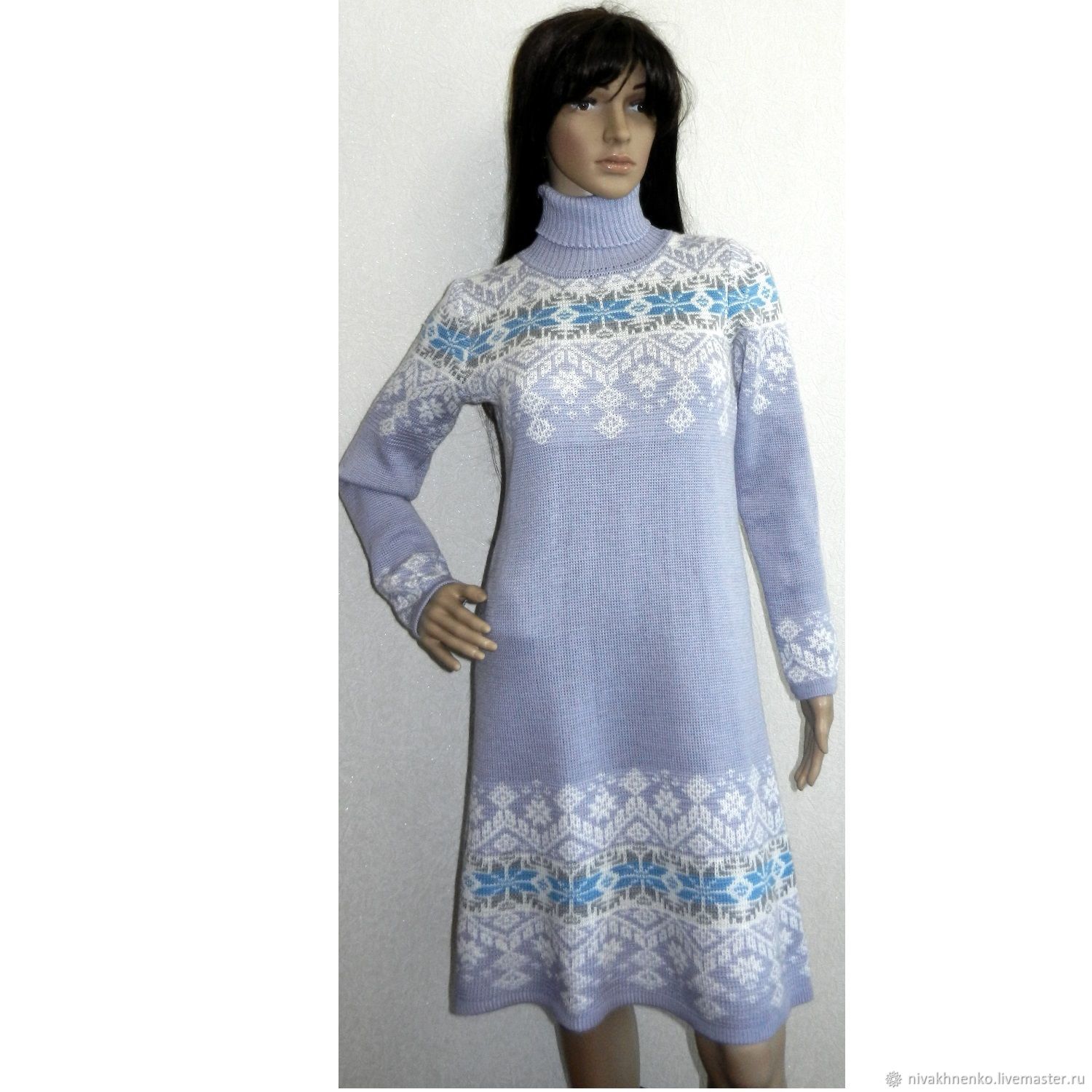 Dress knitted with a Scandinavian ornament Purple haze – купить на ...