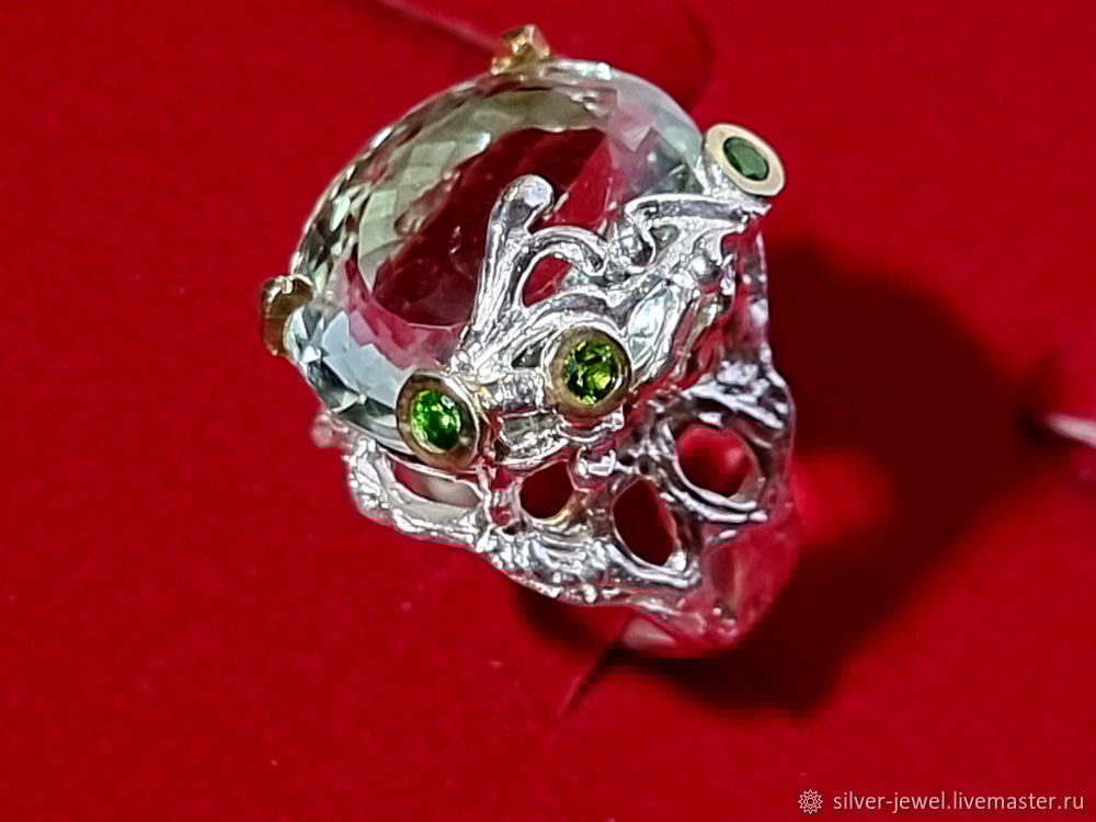 Перстень: Зеленый Аметист.Хромдиопсид.2 тона золота.18р – заказать на ...