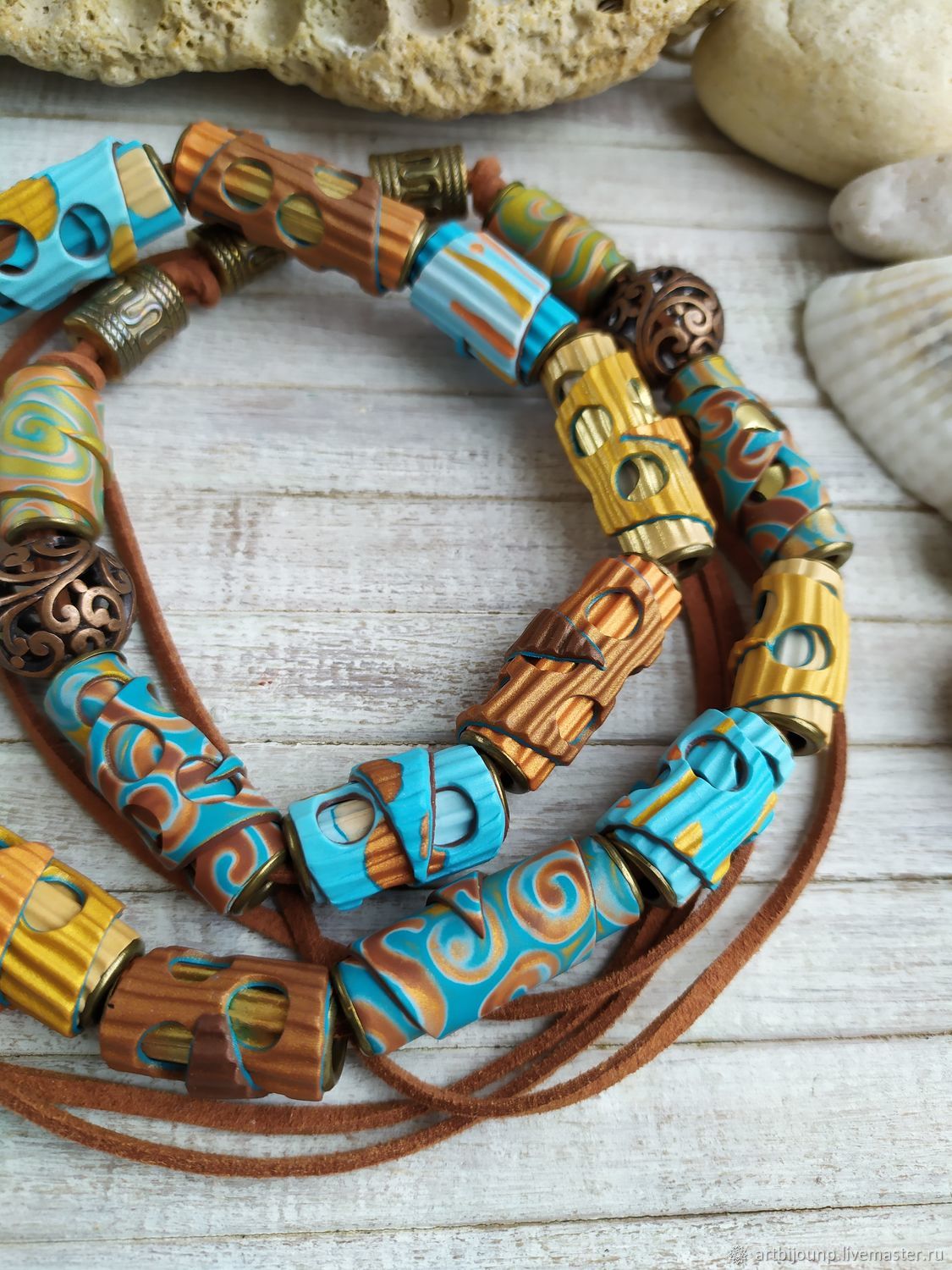 beads handmade. Dance on the sand. long necklace of polymer clay, Beads2, Zelenograd,  Фото №1