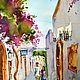 Painting city street. Painting Greece. Painting in Greek style. Pictures. Olga Ermakova art. My Livemaster. Фото №5