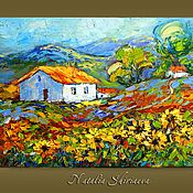 Картины и панно handmade. Livemaster - original item Landscape of Provence with sunflowers (oil on canvas). Handmade.