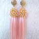 Drop pink beaded and silk brush earrings. Tassel earrings. elena (luxus-stil). My Livemaster. Фото №6