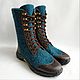 Felted high boots with leather and track lacing, Boots, Tomsk,  Фото №1