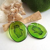 Украшения handmade. Livemaster - original item Transparent Earrings Resin Earrings Green Kiwi Earrings Fruit Earrings. Handmade.