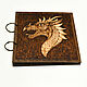 Sketchbook wood cover 22x22sm "Dragon", Sketchbooks, Moscow,  Фото №1
