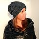 Transformer Knitted Women's Beanie Hat Black / Grey / Turquoise, Caps, Moscow,  Фото №1