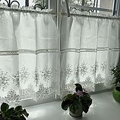 Для дома и интерьера ручной работы. Ярмарка Мастеров - ручная работа Linen curtains-cafe with lace. Handmade.