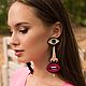 Earrings asymmetric 'PINK'. Earrings. KOKOSHNIKI Fashion jewel studio. Online shopping on My Livemaster.  Фото №2