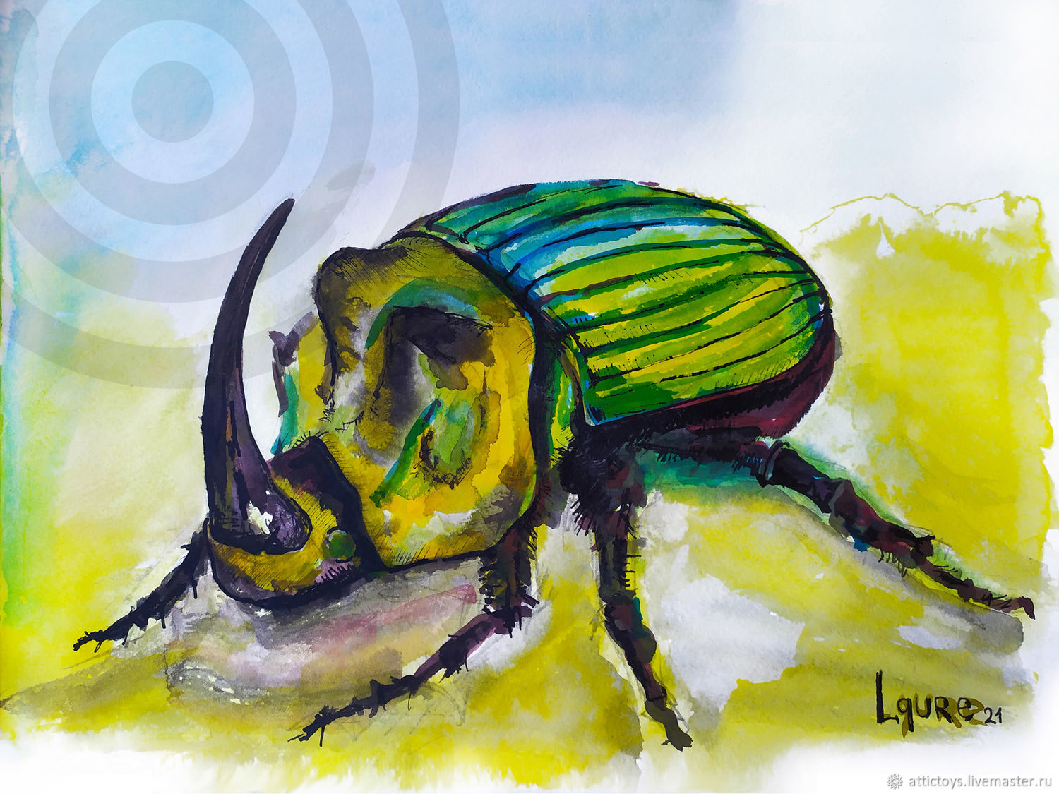 Жук носорог детский рисунок