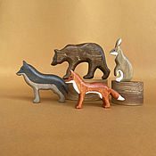 Wooden foxes  set