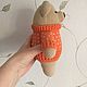Knitted bear Carl in an orange sweater, knitted toy, teddy bear. Amigurumi dolls and toys. elenatricoter. Интернет-магазин Ярмарка Мастеров.  Фото №2