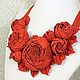Order Leather Choker Rose Dance Red Leather Decoration Handmade Flowers. ms. Decorator. Livemaster. . Necklace Фото №3