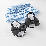 Одежда детская handmade. Livemaster - original item Booties sandals for girls, black. Handmade.