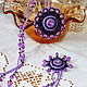 Steam the brooch are decorated with tassels of crystal beads violet, Brooches, Krasnoyarsk,  Фото №1