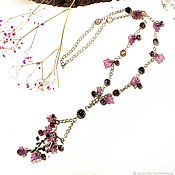 Работы для детей, handmade. Livemaster - original item Sautoire Summer Decoration FAIRY NIGHT Long Beads Purple. Handmade.