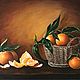 Картина маслом, натюрморт с мандаринами, холст 40х60, Картины, Абдулино,  Фото №1