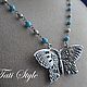 Колье с бирюзой и жемчугом ,,BUTTERFLY,,. Колье. Tati Style. Ярмарка Мастеров.  Фото №4