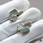 Silver ring with tourmaline and pearls