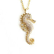 Украшения handmade. Livemaster - original item Seahorse pendant, seahorse pendant, cubic Zirconia pendant. Handmade.