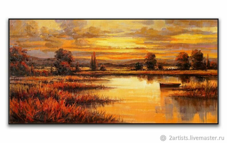 Картина маслом на заказ Закат Осень Природа Пейзажная живопись в ...