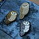 A beaded brooch Owl, Brooches, Moscow,  Фото №1
