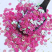 Материалы для творчества handmade. Livemaster - original item Sequins 3 mm k20 Bright pink rainbow 2 g. Handmade.