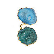Украшения handmade. Livemaster - original item Quartz ring, ring with large stones, blue-green ring. Handmade.