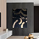 Объемная картина черная абстракция с золотой поталью, Панно, Москва,  Фото №1