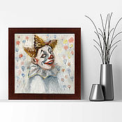 Картины и панно handmade. Livemaster - original item Clown, circus painting, oil on canvas.. Handmade.