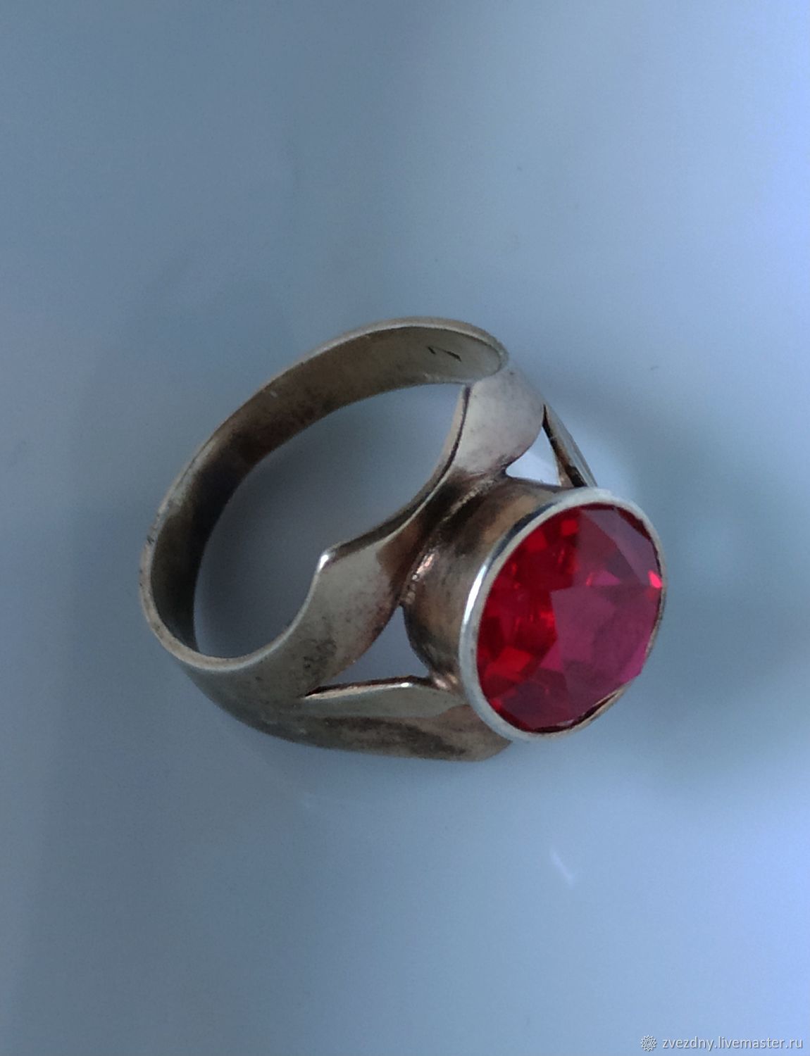Кольцо серебро 875 пробы с рубином