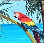 Картины и панно handmade. Livemaster - original item Painting with a parrot, oil 