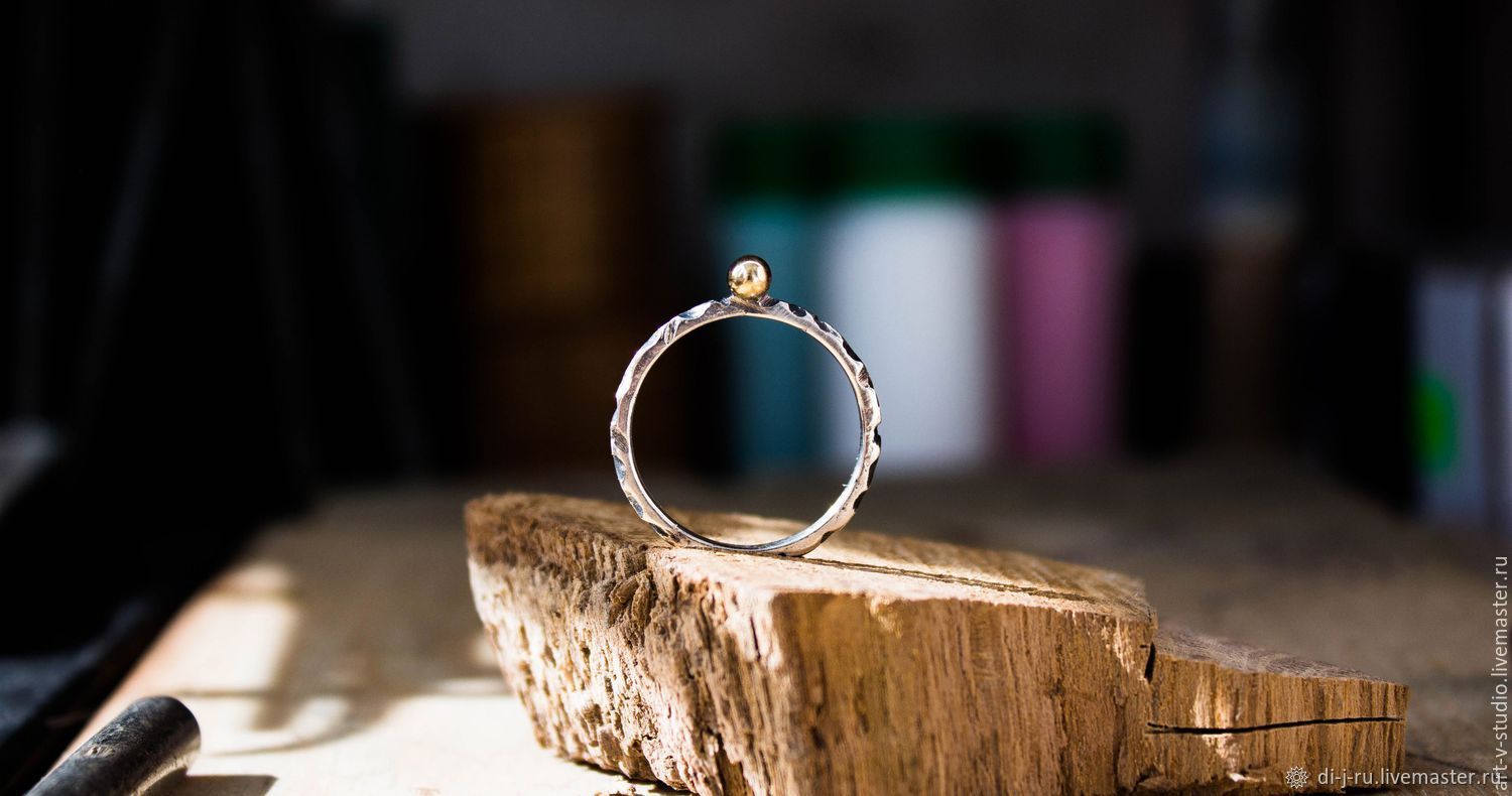 Silver ring with a brass bead (encasted), Rings, Kazan,  Фото №1