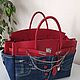 Сумка a'la Jane 40 джинсы и  кожа в стиле Birkin 40. Классическая сумка. Magic denim in art. Ярмарка Мастеров.  Фото №5