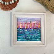 Картины и панно handmade. Livemaster - original item Copy of Sailboat Painting Original Art Seascape Small Art 4". Handmade.
