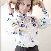 Одежда handmade. Livemaster - original item Cambric blouse of Edwardian silhouette. Handmade.