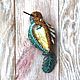 Brooch 'Hummingbird Golden-turquoise'. Brooches. Anastasiya Kozlova. My Livemaster. Фото №5