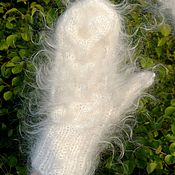 Аксессуары handmade. Livemaster - original item Downy Mittens - knitted gloves 100% goat fluff handmade. Handmade.