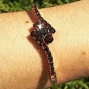 Винтаж: Винтажное ожерелье с антикварным сапфиритом и фианит- пастой
