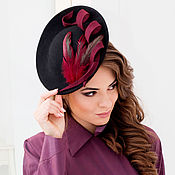 Аксессуары handmade. Livemaster - original item Evening Catherine bonnet with spiral. Color: black/wine. Handmade.