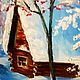 Заказать картину маслом. Картина зимний пейзаж. Зимняя деревня. Картины. Картины и роспись по дереву. Интернет-магазин Ярмарка Мастеров.  Фото №2