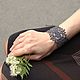 Браслет серый широкий кружевной браслет. Серый браслет с бисером. Браслет плетеный. Юлия М. (кружевные украшения) (frivoyulite). Ярмарка Мастеров.  Фото №4
