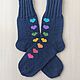 RussianSocks Вязаные носки с сердечками тёмно-синие любимому парню. Носки. RussianSocks ВЯЗАНЫЕ НОСКИ ВАРЕЖКИ. Ярмарка Мастеров.  Фото №4
