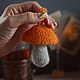 Ёлочная игрушка грибок, Вязаный брелок, Подарок грибнику. Елочные игрушки. Belkahats / Шапки, медведи / Мария. Ярмарка Мастеров.  Фото №5